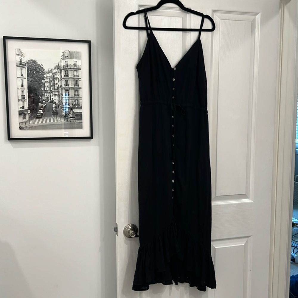 Rails Black Linen Frida Midi Dress, Size Small! - image 1